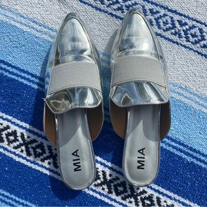 MIA Porscha Silver Metallic Slip-on Flats Size 8.5